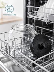 Airtight Glass Storage Jar 1.5 Liter, Black Metal Lid Clear Glass Canister, Large Food Container For Cookies Snacks Rice Spices, Kitchen Counter Pantry Organizer - View 3