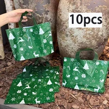 5/10/20pcs Printed Christmas Gift Bags, Reusable Plastic Tote Bags For Small Gifts, Perfect For Holiday Party Decorations - View 16
