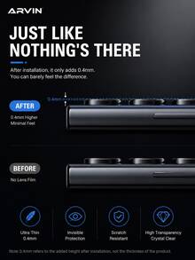 Arvin 3年極致耐用 17 Pro Max/17 Pro/16 Pro Max/16 Pro/15 Pro Max/15 Pro/15Plus/16Plus/17Air/16e 相機鏡頭保護貼 1:1 隱形貼合 超清晰 [不易破碎][強吸附][相容手機殼] 金屬強化玻璃後置相機螢幕保護蓋 - 彩色 - 查看 8