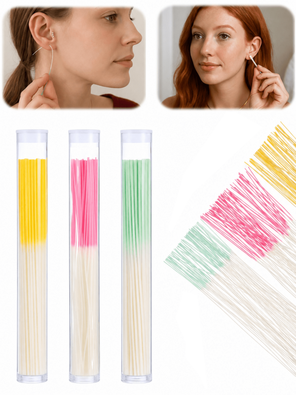 240/120/60 piezas Hilo de limpieza para perforación de orejas, viene con palito de limpieza de orejas, elimina el olor y la suciedad, adecuado para hombres y mujeres, previene la obstrucción, se puede usar para decoración del hogar, viajes, bodas, fiestas, artículos esenciales de viaje, artículos esenciales del hogar, limpieza de orejas