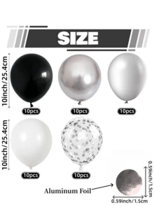 50pcs Black, White And Silver Balloons, Metallic Silver Balloons And Foil Confetti Balloons, Black White Silver Balloons For Wedding, Engagement, Birthday, New Year, Valentine's Day, Shower, Baby Shower, Boy Birthday, Gentleman, Father - Multicolor - View 3