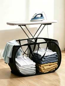 1/2pcs Classic Horizontal Laundry Basket With Hygienic Divider Design, Multi-Functional Storage Bin For Clothes And Miscellaneous Items, Suitable For Home, Living Room, Dorm Or Laundry Room - Multicolor - View 5