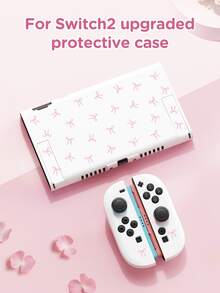 1pc Pink Bow Design Protective Case, Compatible With Switch 2nd Gen (2025), For Switch NS/Switch OLED/Lite, Suitable For Switch 2 Game Console Accessories, Storage Bag, Switch Protective Case, Romantic Gift For Switch Players - Multicolor - View 2
