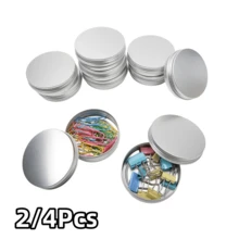 2/4 piezas Latas redondas de metal con tapas de rosca, recipientes rellenables con tapas, latas de almacenamiento de portavelas de metal vacías, adecuadas para manualidades, cosméticos, bálsamo labial, velas y proyectos DIY - Multicolor - Ver 13