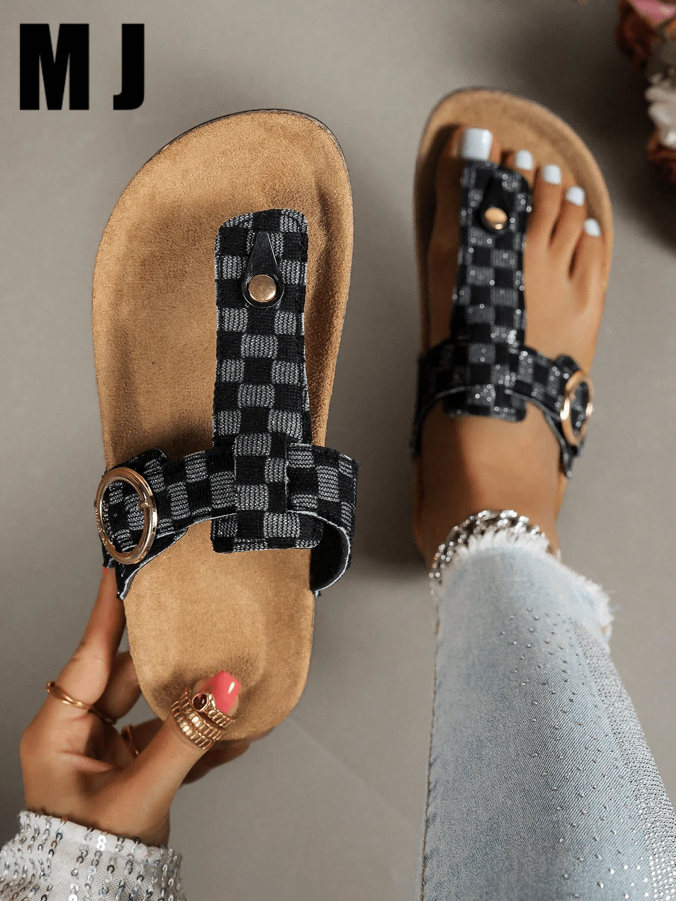Women's Fashion Single-Buckle Flip Flops, Flat Sandals, Open Toe Slippers, Suitable For Outdoor, Beach, Party, Casual, Comfortable, Versatile Flat Thong Sandals