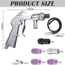 Compressed Air Sandblasting Gun, Sandblasting Unit, Sandblasting Pistol, Suction Hose. Made Of Galvanized Aluminum Alloy, Wear-Resistant, Rustproof And Corrosion-Resistant, With Nozzles In Various Sizes And Ergonomic Handles For Comfortable Operation. - 銀色 - 查看 3