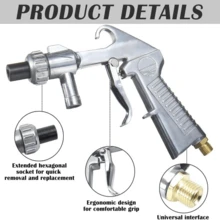 Compressed Air Sandblasting Gun, Sandblasting Unit, Sandblasting Pistol, Suction Hose. Made Of Galvanized Aluminum Alloy, Wear-Resistant, Rustproof And Corrosion-Resistant, With Nozzles In Various Sizes And Ergonomic Handles For Comfortable Operation. - 銀色 - 查看 2