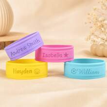 1pc Personalized Bottle Label, Reusable Silicone Non-Slip Name Band, Suitable For Bottles, Water Cups, Applicable For Classroom, Home, Dining Table, Customized Bottle Label - Multicolor - View 5