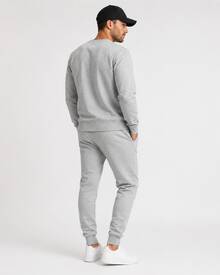 Conjunto Moletom Flanelado Liso Masculino Casual Conforto  Outono / Inverno    Solto - Cinza - Visão 4