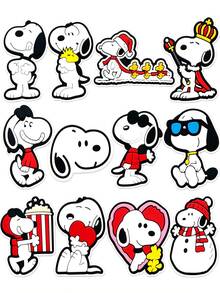 Snoopy Schuh-Charms 12 Stücke/6 Stücke/Zufällig, Cartoon Anime Clogs Schuh-Schnallen, Mode-Schuhdekoration, Taschenzubehör, Hausschuh-Zubehör, Sammelbare Charakter-Charms, Kleine Geschenke für Feiertage und Partys, Tägliche Kombinations-Accessoires - Verschiedenfarbig - Übersicht 6