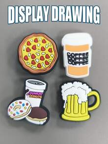 12 Pieces / Sets. Food Series Shoe Accessory Set, Including Hamburgers, Pizzas And Other Accessories. It's A Great Gift For Friends. - Orange - View 8