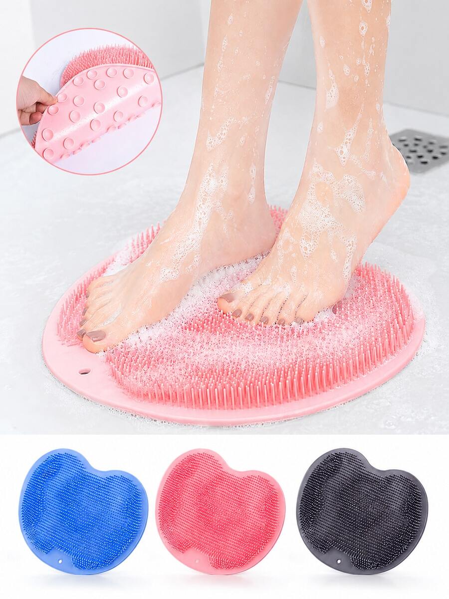 2/1pc Foot Scrubbing Mat With Hook, 2-In-1 Foot And Back Massager, Shower Foot Cleaning Exfoliating Pad With Suction Cups, Unisex Bathroom Foot Wash Mat, Deep Cleaning Massage Tool For Shower, Home Use, Back To School, New Year Gift - Multicolor - View 1
