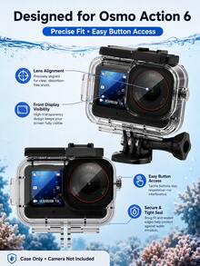 70M 防水潛水殼適用於 Osmo Action 6，透明潛水保護殼，防霧設計，HD 鏡頭，含安裝底座，不含相機 - 查看 9