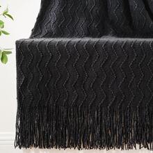Spring/Summer Lightweight Breathable Air Conditioning Blanket, Knitted Soft All-Season Throw - Black - View 4