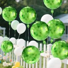 10pcs 18 Inch Green Square Mosaic Theme Party Decoration Aluminum Foil Balloons, Suitable For Game Theme Decoration Balloons - View 2