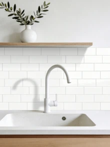 4/10/20 Sheets (Thickened Design) Subway Tile Peel And Stick Wall Tile, 2D Wall Tile With Commercial Grade Adhesive For Kitchen Bathroom Laundry Room, Size 11.56"X8.38" - White - A - View 1