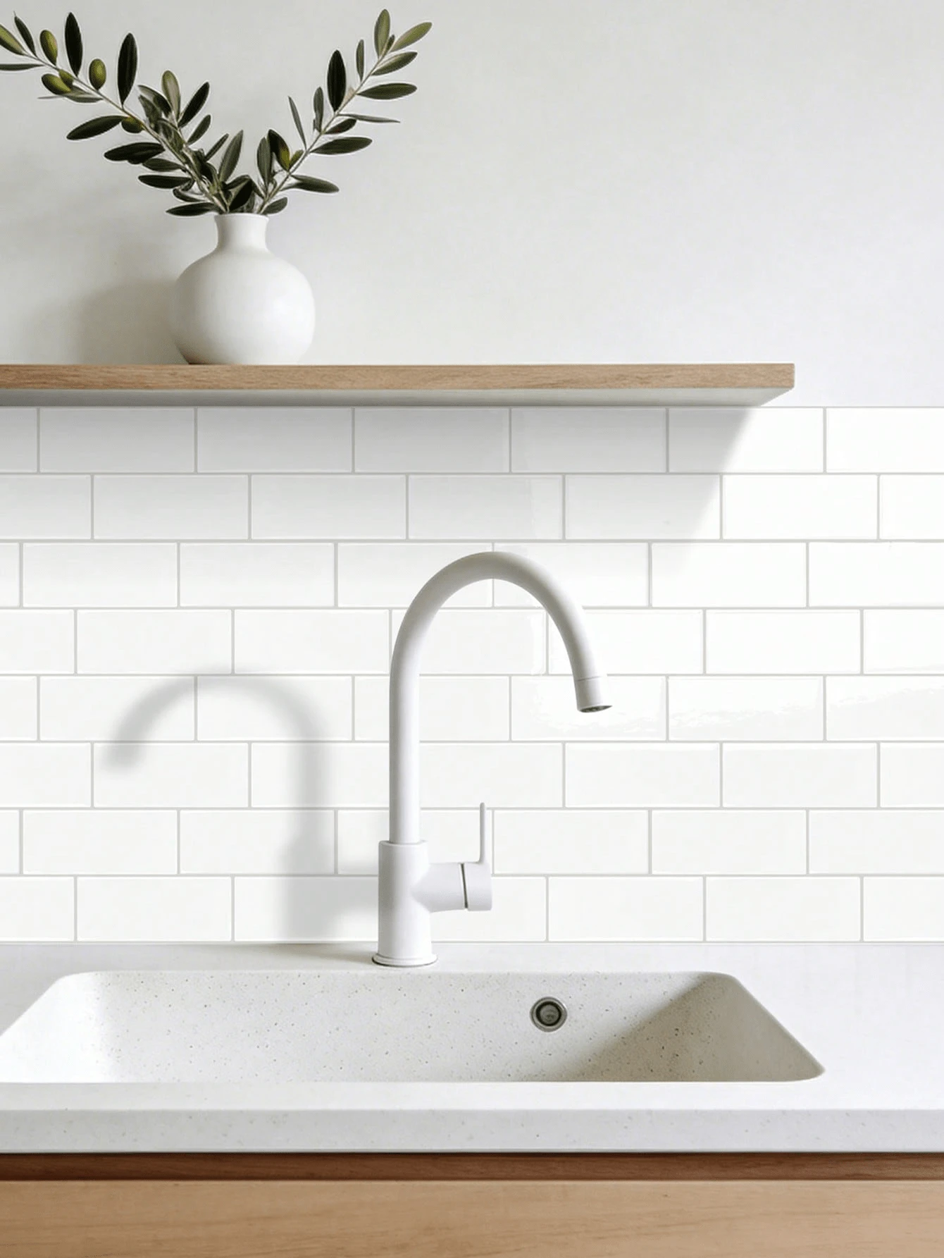 4/10/20 Sheets (Thickened Design) Subway Tile Peel And Stick Wall Tile, 2D Wall Tile With Commercial Grade Adhesive For Kitchen Bathroom Laundry Room, Size 11.56"X8.38" - White - A - View 1