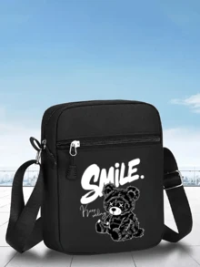 1pc/2pcs "Smile Bear" Letter Pattern Design Printed Unisex Curved Brim Baseball Cap And Crossbody Bag, Street Fashion Outdoor Sports Baseball Cap And Bag, Adjustable, Gift For Yourself Or Friends - Multicolor - View 8