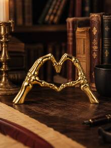 Gothic Heart Hands Decorative Figurine, Romantic Skeleton Hand Sculpture, Modern Shelf Decor Accent, Dark Academia Home Decoration, Bookshelf Tabletop Ornament, Valentine's Gift - 1PC - View 10