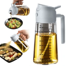 Bình đựng dầu thủy tinh 2 trong 1 16oz/470ml, bình dầu ô liu đa năng xịt và rót có vạch chia, bình đựng dầu chống rò rỉ, chai xịt kiểm soát dầu cho nồi chiên không dầu BBQ nướng salad, bình thủy tinh trong suốt chống nhỏ giọt, đồ dùng nhà bếp màu trơn, quà tặng lễ hội - Xem 10