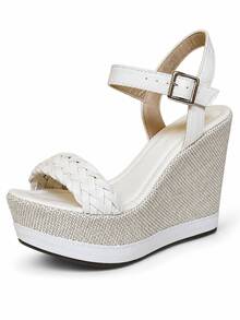 Wedge Sandal High Heel 11cm Blogger With Platform And Comfortable - OFF - View 3