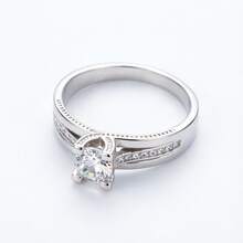 Cincin Wanita Perak Sterling 925 Desain Bulat Bundar dengan Zirkonia AAA, Perhiasan Fashion untuk Pesta, Ulang Tahun, Jamuan dan Pernikahan - Perak - View 3