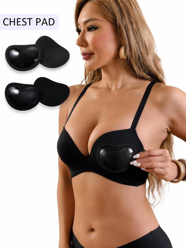 1 paire de coussinets de poitrine adhésifs push-up, coussinets de poitrine auto-adhésifs en silicone, coussinets de poitrine imperméables pour les sports, les maillots de bain, les bikinis, les robes, les maillots de bain pour femmes