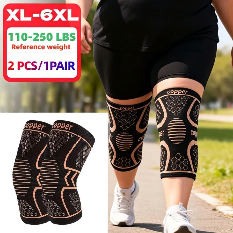 1 đôi đệm đầu gối nén đàn hồi size lớn, phù hợp cho người béo phì và người size lớn, đệm đầu gối sợi ion XL-6XL