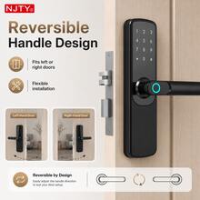NJTY Smart Door Lock, Supports Fingerprint, Tuya WiFi App Control, Keyless Entry, Password, IC Card, Mechanical Key And Anti-Peeking Virtual Password, Suitable For Home, Apartment And Office - Black - View 7
