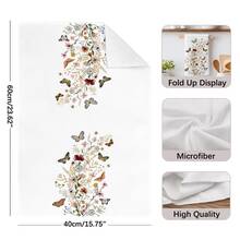 2pcs Minimalist Watercolor Plant & Butterfly Pattern Kitchen Towels, Soft Polyester Dish Cloths, Suitable For Kitchen Decor, Kitchen Cleaning, Holiday Party Decoration, Kitchen & Bathroom Supplies, Home Essentials, Home Decor, Housewarming Gift - Multicolor - View 4