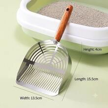 1 Stainless Steel Cat Litter Scoop With Large Mesh, Suitable For Clumpy Cat Litter. Wooden-Handle Stainless Steel Cat Litter Scoop Featuring Large-Hole, Small-Hole, All Types Of Cat Litter. Ergonomic Grip For Easy Cleaning, Suitable For Pet - Multicolor - View 14