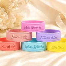 1pc Personalized Bottle Label, Reusable Silicone Non-Slip Name Band, Suitable For Bottles, Water Cups, Applicable For Classroom, Home, Dining Table, Customized Bottle Label - Multicolor - View 4