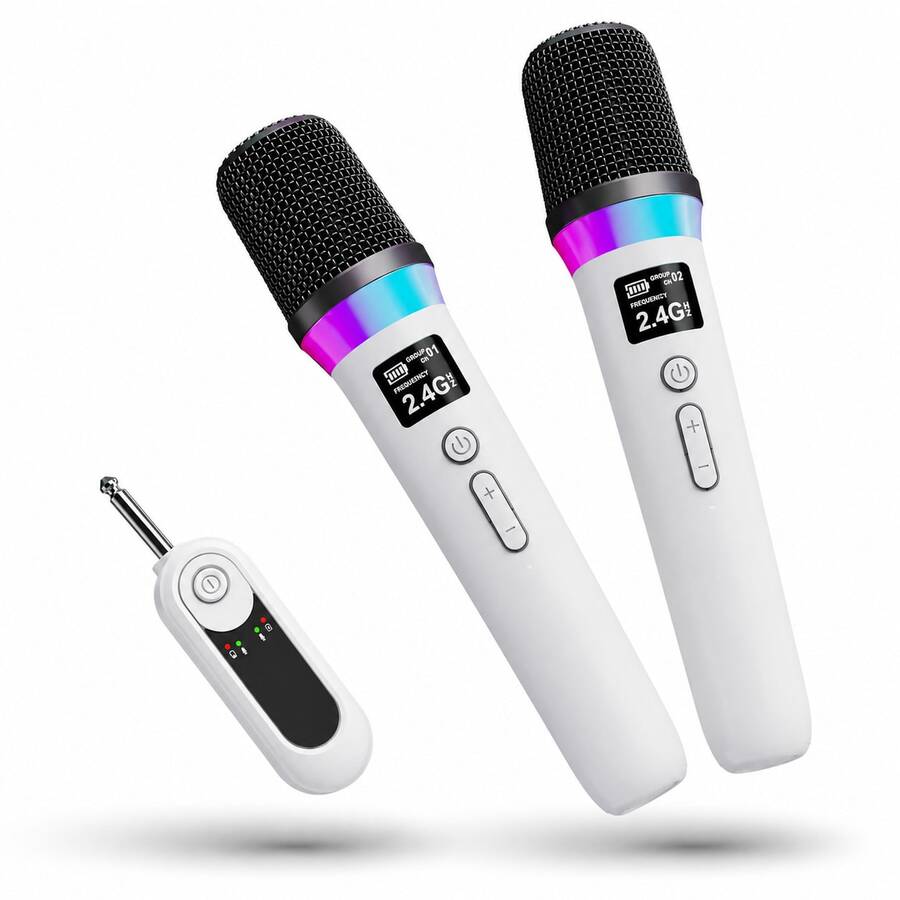 Mikrofon Nirkabel Ganda Sing dengan Receiver, Sistem Mikrofon Karaoke Isi Ulang 2.4G, Pasang & Mainkan, Audio Jernih, Daya Tahan Baterai Lama, Efek Suara, Untuk KTV Rumahan, Pesta, Acara, dan Pembicara - View 1