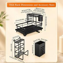 Large Capacity 2-Tier Dish Drying Rack With Auto Drainboard, Kitchen Counter Dish Drainer Organizer For Dishes, Bowls, Cups, Space Saving Sink Storage Rack - View 7