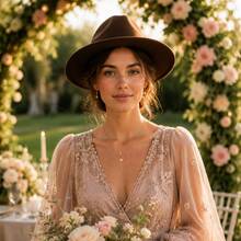 JEWELRYWE Fedora Hat For Men And Women, Classic Felt Hat, Panama Hat, Suitable For Camping Party Weddings Church Events, Thanksgiving Christmas Gifts - 黑色 - 查看 1