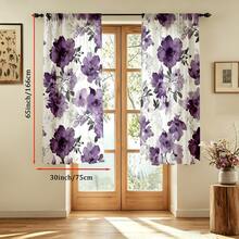 2pcs Watercolor Floral Art Style Digital Print Curtains, 100% Polyester Fabric, Rod Pocket Digital Print 2 Panels Curtains, No Lining, 90gsm, 180cm Wide, Suitable For Bedroom, Living Room, Dining Room, Bathroom, Outdoor And More - Multicolor - View 16