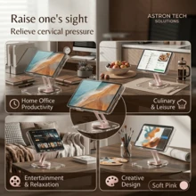 Tablet Stand With Aluminum Alloy Support Rod With 360 Rotating Base, Foldable Adjustable Transparent Tablet Holder For Desk Home Office, Compatible With IPad Pro Air Mini And More - View 8