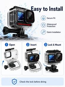 70M 防水潛水殼適用於 Osmo Action 6，透明潛水保護殼，防霧設計，HD 鏡頭，含安裝底座，不含相機 - 查看 11