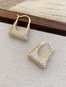 1 Pair Asymmetrical Geometric Earrings, Minimalist Exaggerated Women's Earrings, Suitable For Girls' Daily Wear - Gold B - View 3