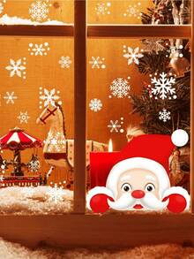Adesivo Estático de Janela Holográfico Branco com Floco de Neve, Adesivo de Janela de Natal Removível e à Prova d'Água, Decoração de Festa de Natal Wonderland para Casa e Escritório, 1 Peça Estilo Aleatório - Multicolorido - Visão 2