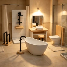 1/8 套装 1:12 比例娃娃屋浴室家具玩具，浴室场景装饰，淋浴房，洗手池，马桶，浴缸，凳子，水龙头，毛巾架，圣诞装饰 - 彩色 - 查看 9