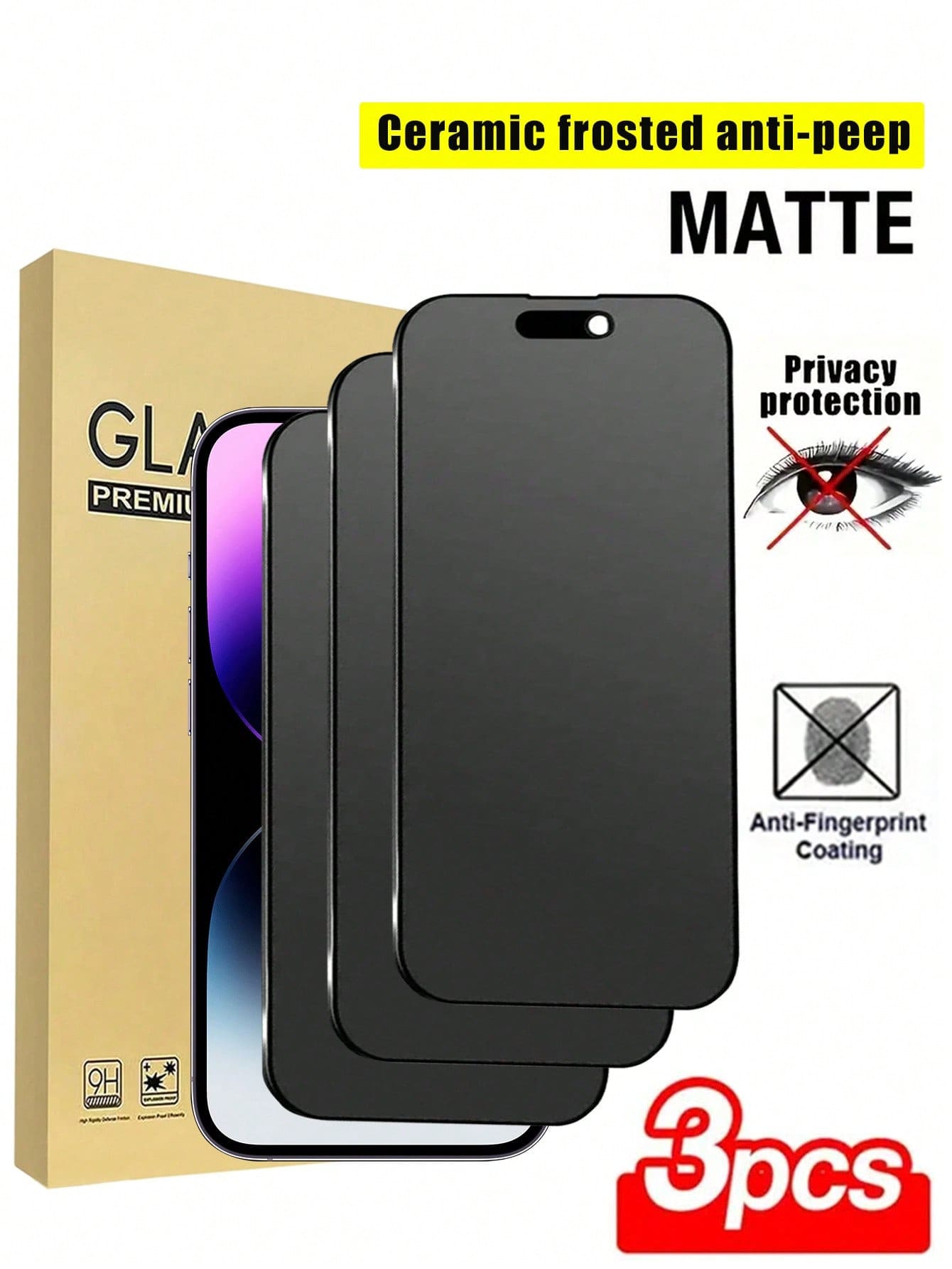 3pcs - Essential Screen Protector Film For 16promax, 16, 16pro, 16plus, 14 Pro Max 6.7, 17, 17 Pro, 17 Pro Max, 17 Air And Other Models, High-Quality 9H+ Ceramic Film, Soft And Comfortable, Ceramic Anti-Scratch, Matte Ceramic Anti-Scratch, Touch Sensitive, Compatible With Phone Cases