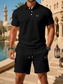 Men's Minimalist Letter Print Short Sleeve Casual T-Shirt, Summer Holiday Style - Black - View 3