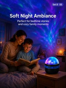 1pc Star & Moon Projection Light, Colorful Starry Sky Moon Projection | Suitable For Bedroom, Living Room, Bedside, Room Decor | USB Powered - Northern Lights - View 10