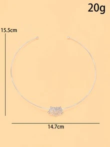 1件新娘婚禮水滴形開領項鍊 女款時尚飾品 - 銀色 - 查看 3
