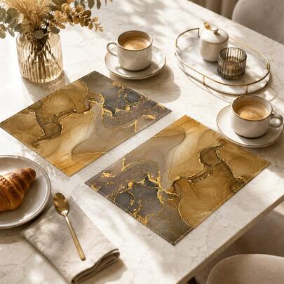 1 pieza/4 piezas/6 piezas/8 piezas, Estampado de mármol, Adecuado para mesa de comedor, mantel de desayuno, barra de café, decorativo para todas las estaciones, mantel lavable, decoración de habitación, mantel de mesa de comedor de cocina, decoración de fiesta interior/exterior, decoración del hogar, regalo ideal