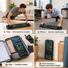 Tabla de Flexões Multifuncional Dobrável, Push Up Board com Sistema de Treino por Zonas de Cor, Suporte para Flexões Antiderrapante com Proteção de Pulso, 20+ Modos de Exercício para Peito Ombros Costas e Tríceps, Equipamento de Fitness Portátil para Casa, com/sem Bandas de Resistência - Excluindo a corda de tensão - Ver 7
