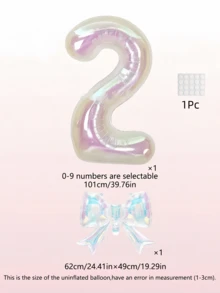 2pcs/Set 100cm Large Colorful Transparent Number Balloons With 24-Inch Colorful Bow Balloons, Vibrant Birthday Decoration Balloons, Suitable For Birthday Party, Outdoor Events, Anniversary, Holiday, Banquet Celebration, Background Wall Decoration - Transparent Version - View 4