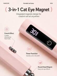 Linterna UV Magnética 3 en 1 para Uñas, Imán de Ojo de Gato Integrado y Luz de Curado. Lámpara de Uñas Portátil de Mano Mini, Imán de Ojo de Gato Incorporado, Curado Rápido de 8s, 2 Modos de Temporizador, Recargable Tipo-C de 180mAh, Con Soporte Giratorio, Adecuada para Arte de Uñas en Casa y Viajes, Regalo de Arte de Uñas para Regreso a la Escuela - Multicolor - Ver 2