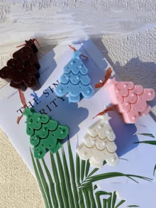 新款聖誕樹造型香氛蠟燭矽膠模具 DIY 聖誕樹桌面裝飾 聖誕節假期裝飾 蠟燭矽膠模具 - A-白色 - 查看 1